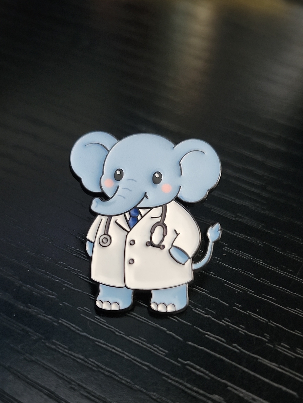 Elephant Doctor Enamel Pin - Cute Blue & White Enamel Accessory